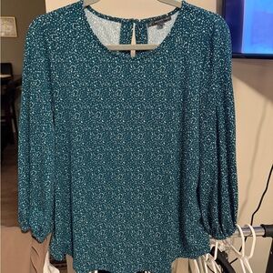 Adrianna Papell Teal Top with White Pattern